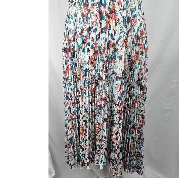 Anthropologie Plenty by Tracy Reese Dress 4 Morgan Multi Speckle Pleated Hi Low - Picture 4 of 11